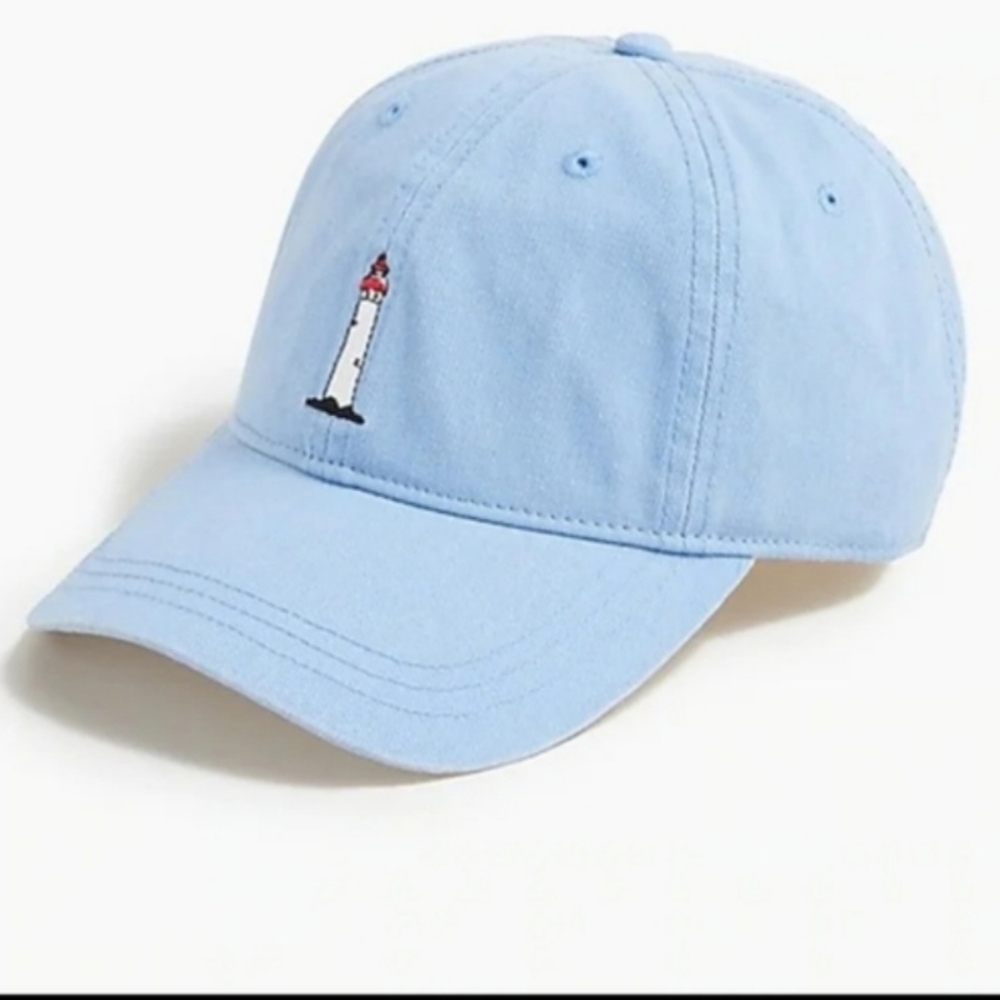 J.Crew Lighthouse Baseball Cap Hat Washed Organic Cotton Blue AW655 Adult BNWT